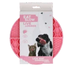 Kulatá lízací podložka s hlubokými přihrádkami, růžová, ø 21 cm – Eat Slow Live Longer Lick Mat Dimensions Circle