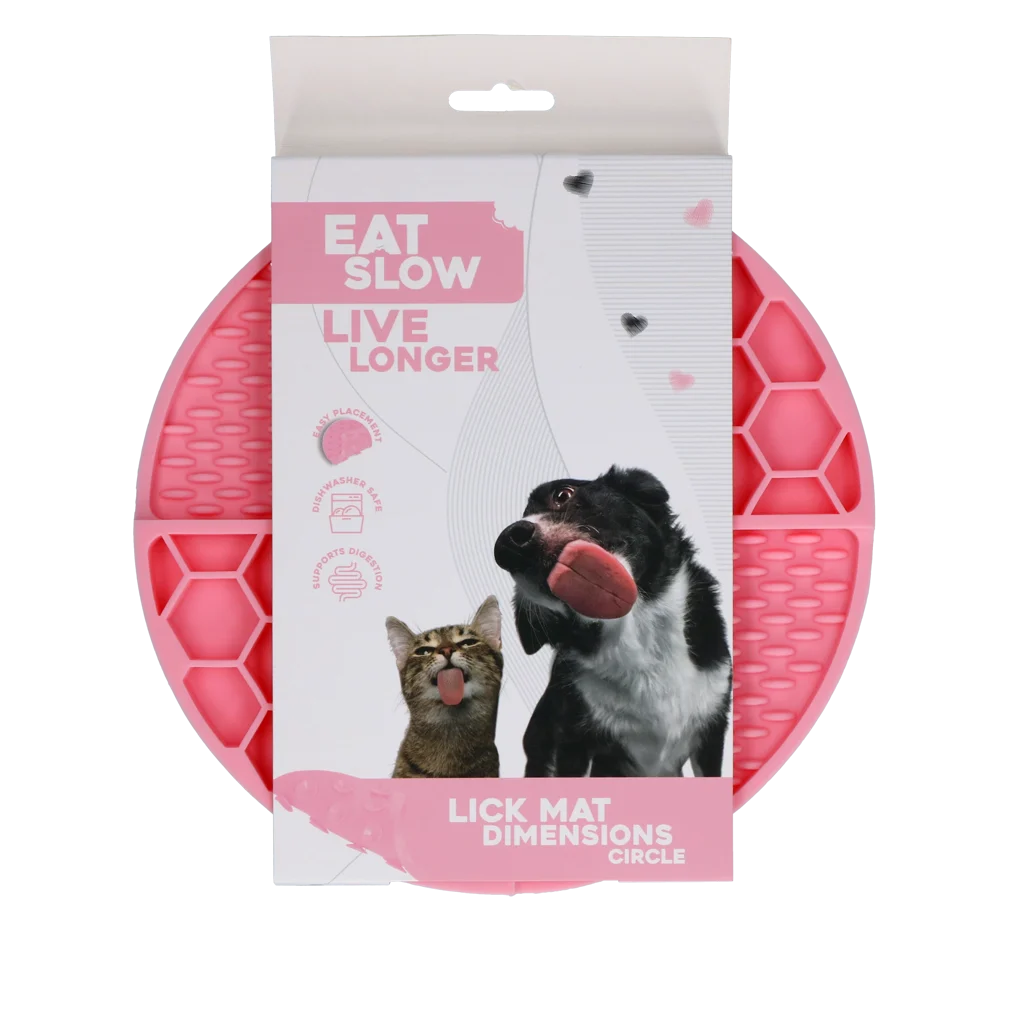 Kulatá lízací podložka s hlubokými přihrádkami, růžová, ø 21 cm – Eat Slow Live Longer Lick Mat Dimensions Circle - Obrázek 1