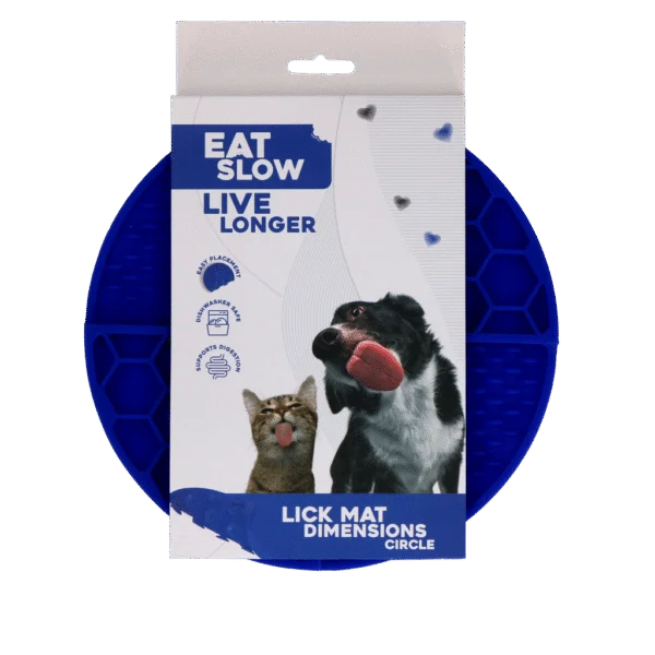 Kulatá lízací podložka s hlubokými přihrádkami, modrá, ø 21 cm – Eat Slow Live Longer Lick Mat Dimensions Circle