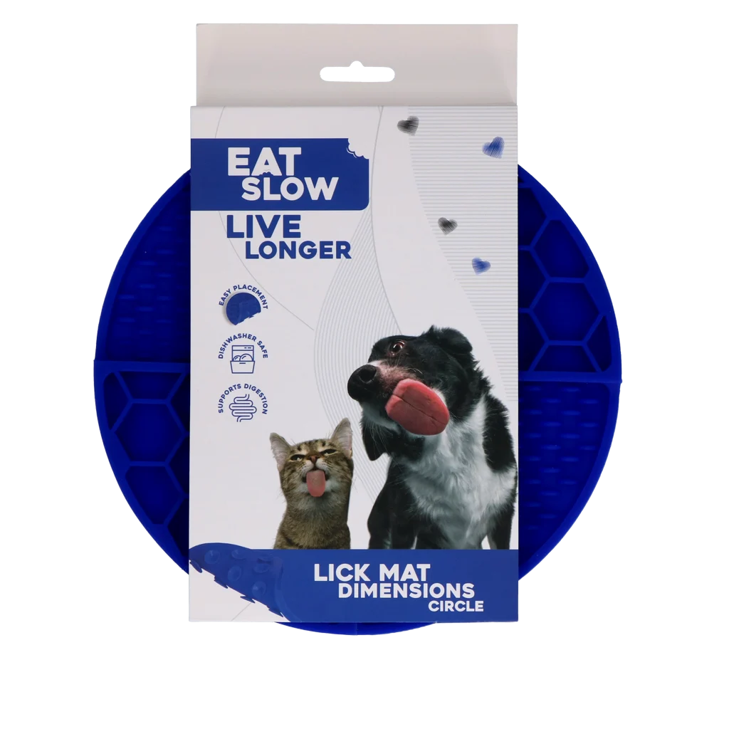 Kulatá lízací podložka s hlubokými přihrádkami, modrá, ø 21 cm – Eat Slow Live Longer Lick Mat Dimensions Circle - Obrázek 1