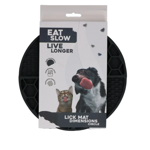 Kulatá lízací podložka s hlubokými prohlubněmi, šedá, ø 21 cm – Eat Slow Live Longer Lick Mat Dimensions Circle