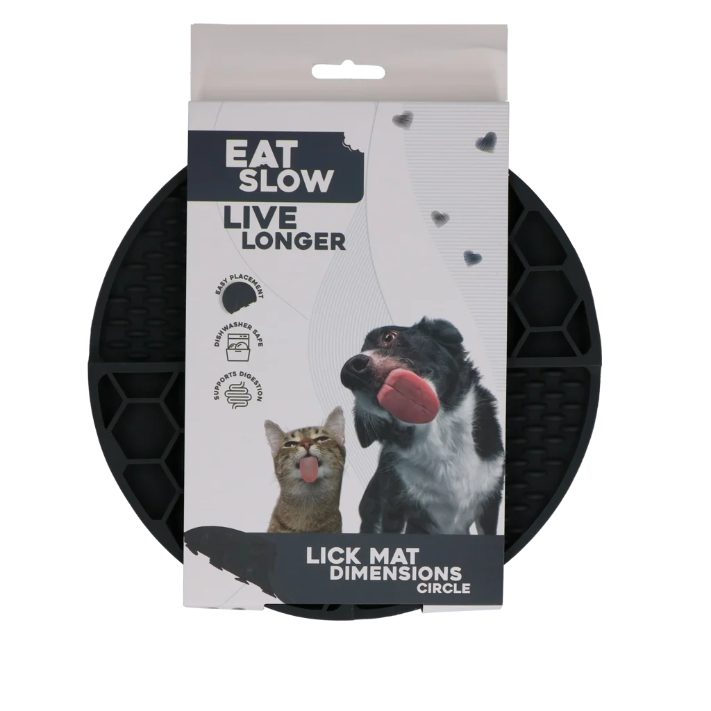 Kulatá lízací podložka s hlubokými prohlubněmi, šedá, ø 21 cm – Eat Slow Live Longer Lick Mat Dimensions Circle - Obrázek 1