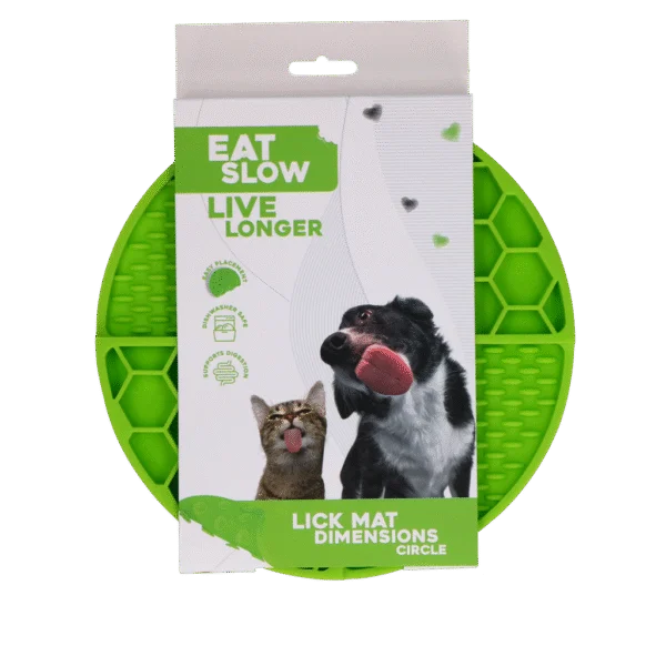 Kulatá lízací podložka s hlubokými prohlubněmi, zelená, ø 21 cm – Eat Slow Live Longer Lick Mat Dimensions Circle