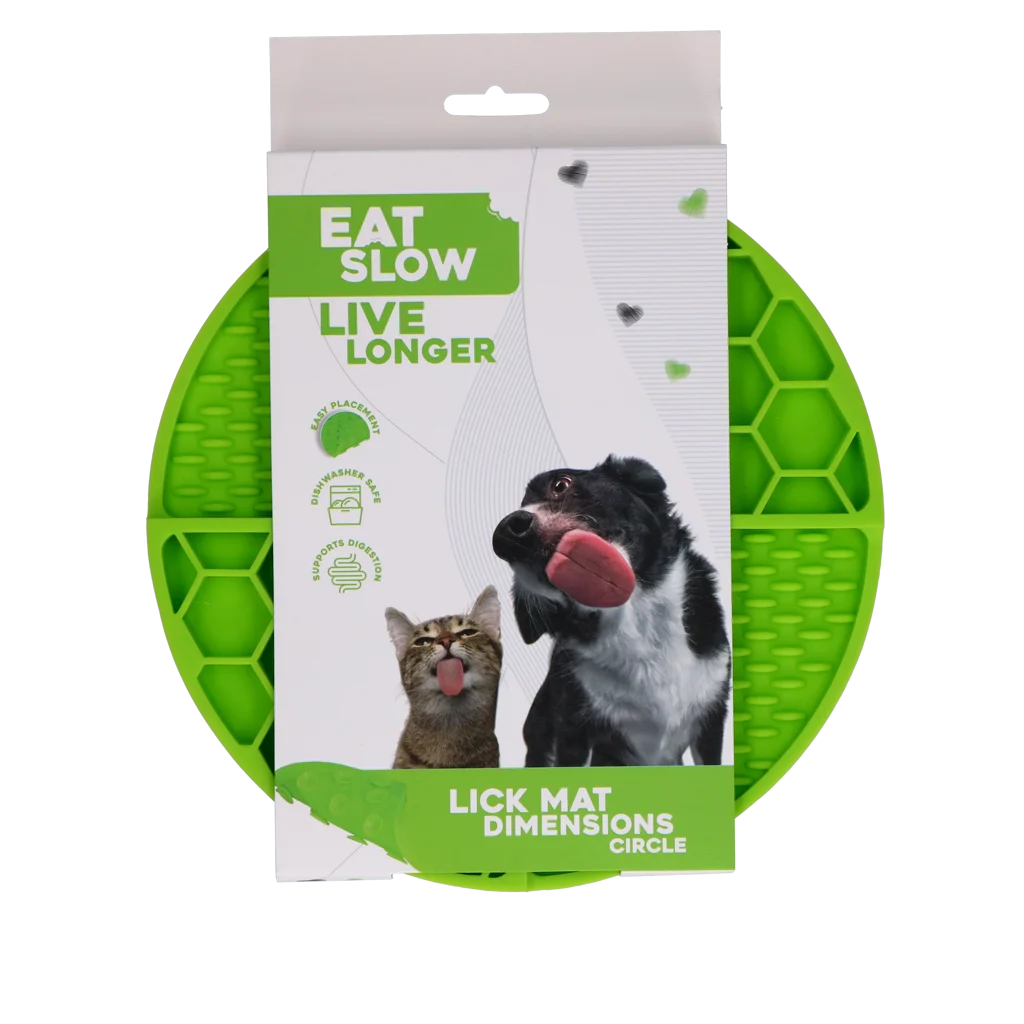 Kulatá lízací podložka s hlubokými prohlubněmi, zelená, ø 21 cm – Eat Slow Live Longer Lick Mat Dimensions Circle - Obrázek 1