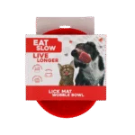 Protihltací miska pro psy s lízací podložkou, červená, 17 cm – Eat Slow Live Longer Lick Mat Wobble Bowl