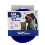 Miska proti hltání pro psy se zaobleným dnem a výstupky, Ø 17 cm, modrá – Eat Slow Live Longer Lick Mat Wobble Bowl