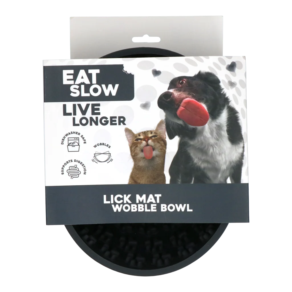Miska proti hltání pro psy s kulatým dnem a výstupky, Ø 17 cm, šedá – Eat Slow Live Longer Lick Mat Wobble Bowl - Obrázek 1
