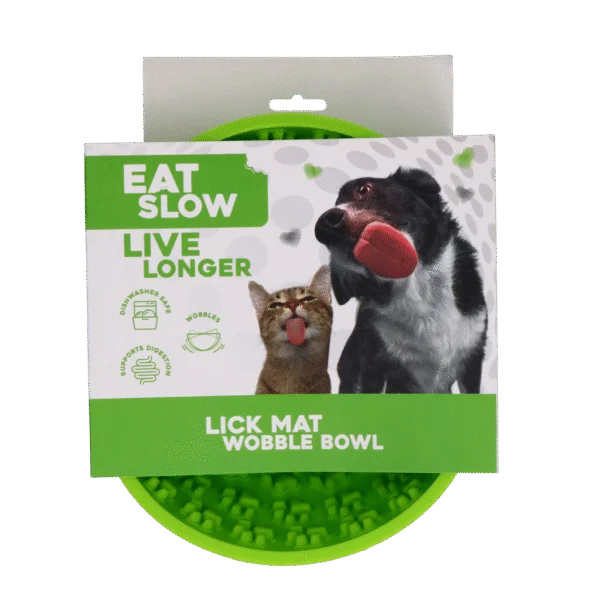 Protihltací miska pro psy s kulatým dnem a výstupky, Ø 17 cm, zelená – Eat Slow Live Longer Lick Mat Wobble Bowl