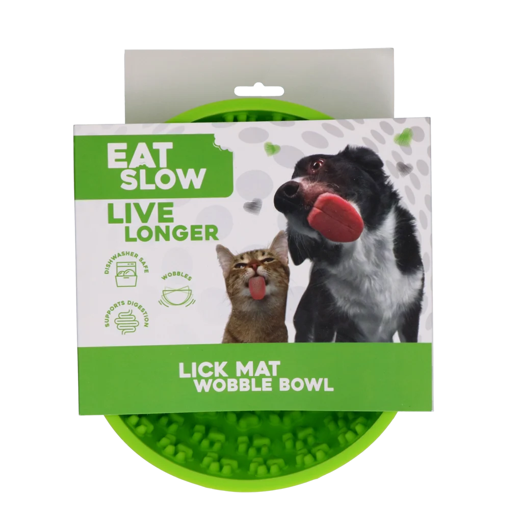 Protihltací miska pro psy s kulatým dnem a výstupky, Ø 17 cm, zelená – Eat Slow Live Longer Lick Mat Wobble Bowl - Obrázek 1