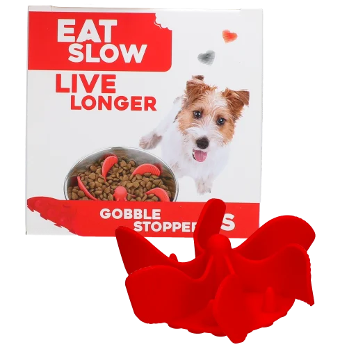 Vložka proti hltání do misky pro psy s přísavkami, červená S, průměr dna 9,5 cm – Eat Slow Live Longer Gobble Stopper - Obrázek 1
