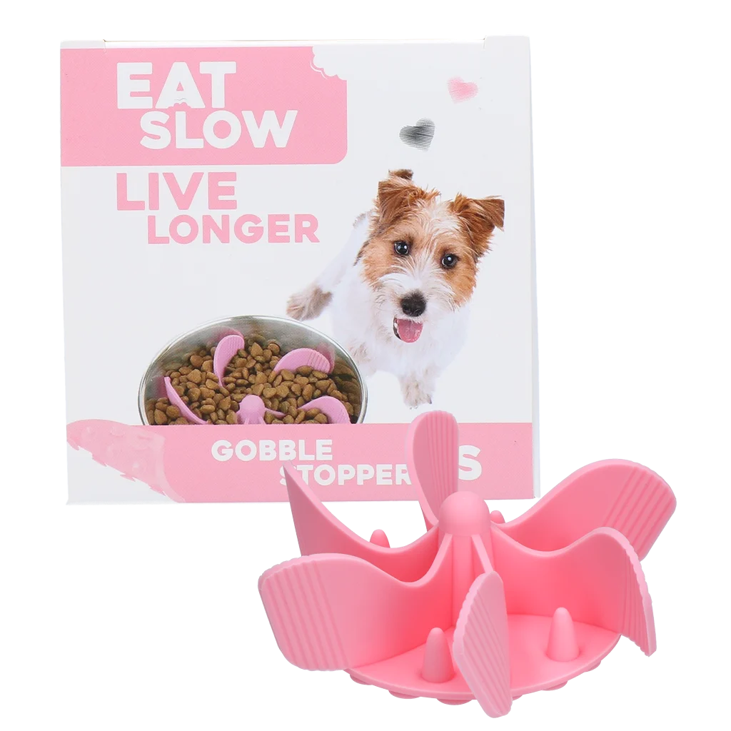 Silikonová vložka proti hltání pro psy s přísavkami, S, průměr dna 9,5 cm, růžová – Eat Slow Live Longer Gobble Stopper - Obrázek 1