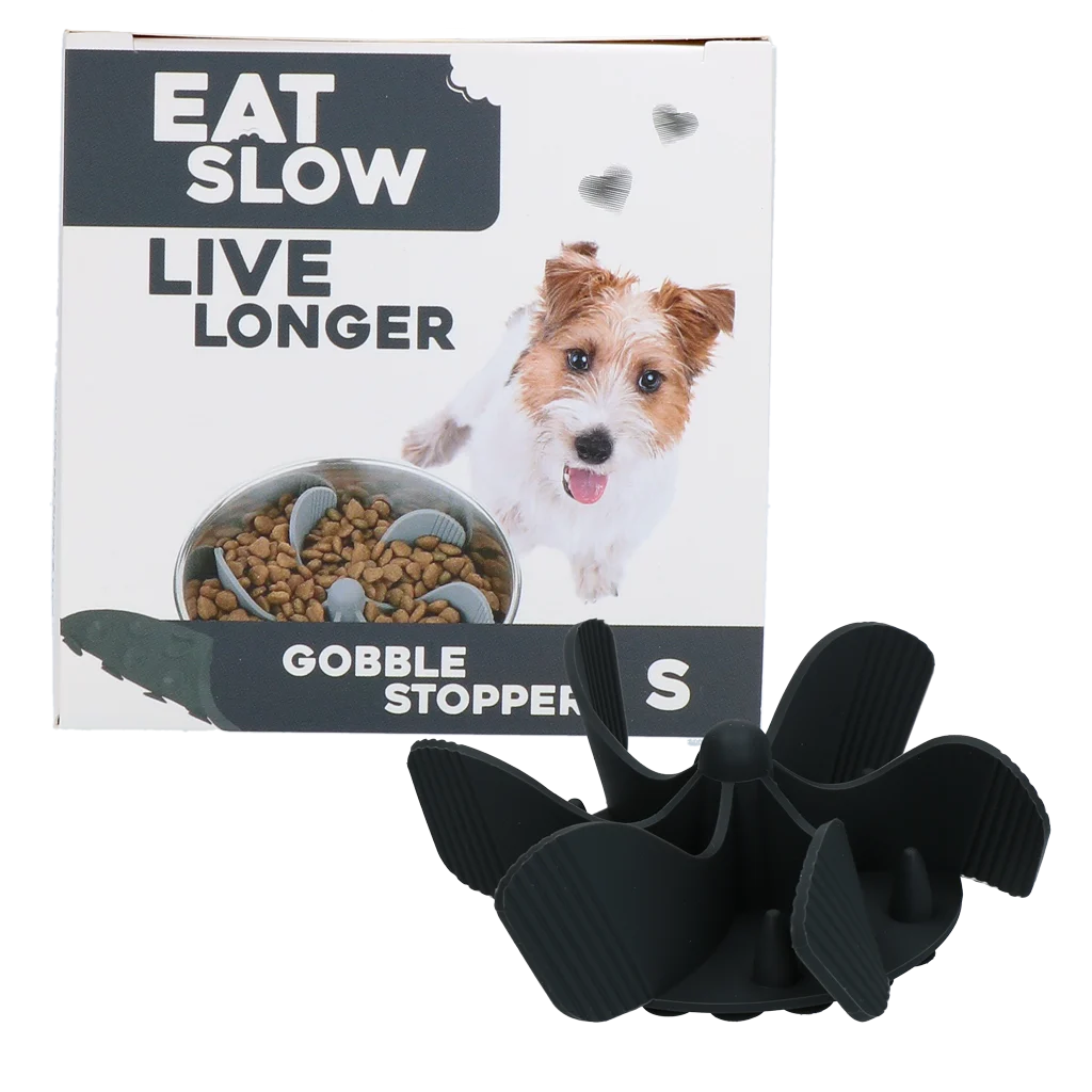 Zpomalovací vložka do misky pro psy s přísavkami, šedá S, průměr základny 9,5 cm – Eat Slow Live Longer Gobble Stopper - Obrázek 1