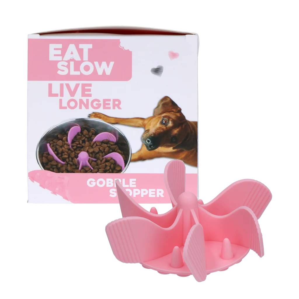 Silikonová protihltací vložka pro psy s přísavkami, M, průměr dna 11,5 cm, růžová – Eat Slow Live Longer Gobble Stopper - Obrázek 1