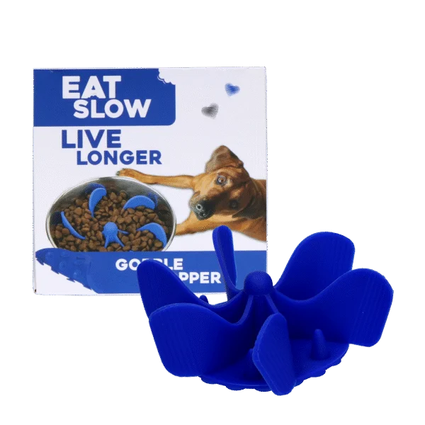 Protihltací vložka do psí misky s přísavkami, modrá M, průměr základny 11,5 cm – Eat Slow Live Longer Gobble Stopper