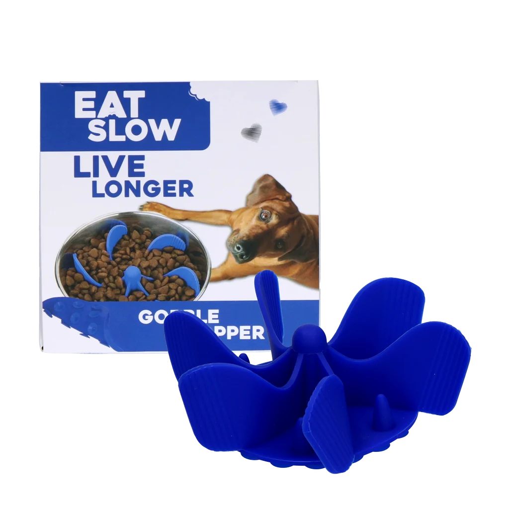 Protihltací vložka do psí misky s přísavkami, modrá M, průměr základny 11,5 cm – Eat Slow Live Longer Gobble Stopper - Obrázek 1