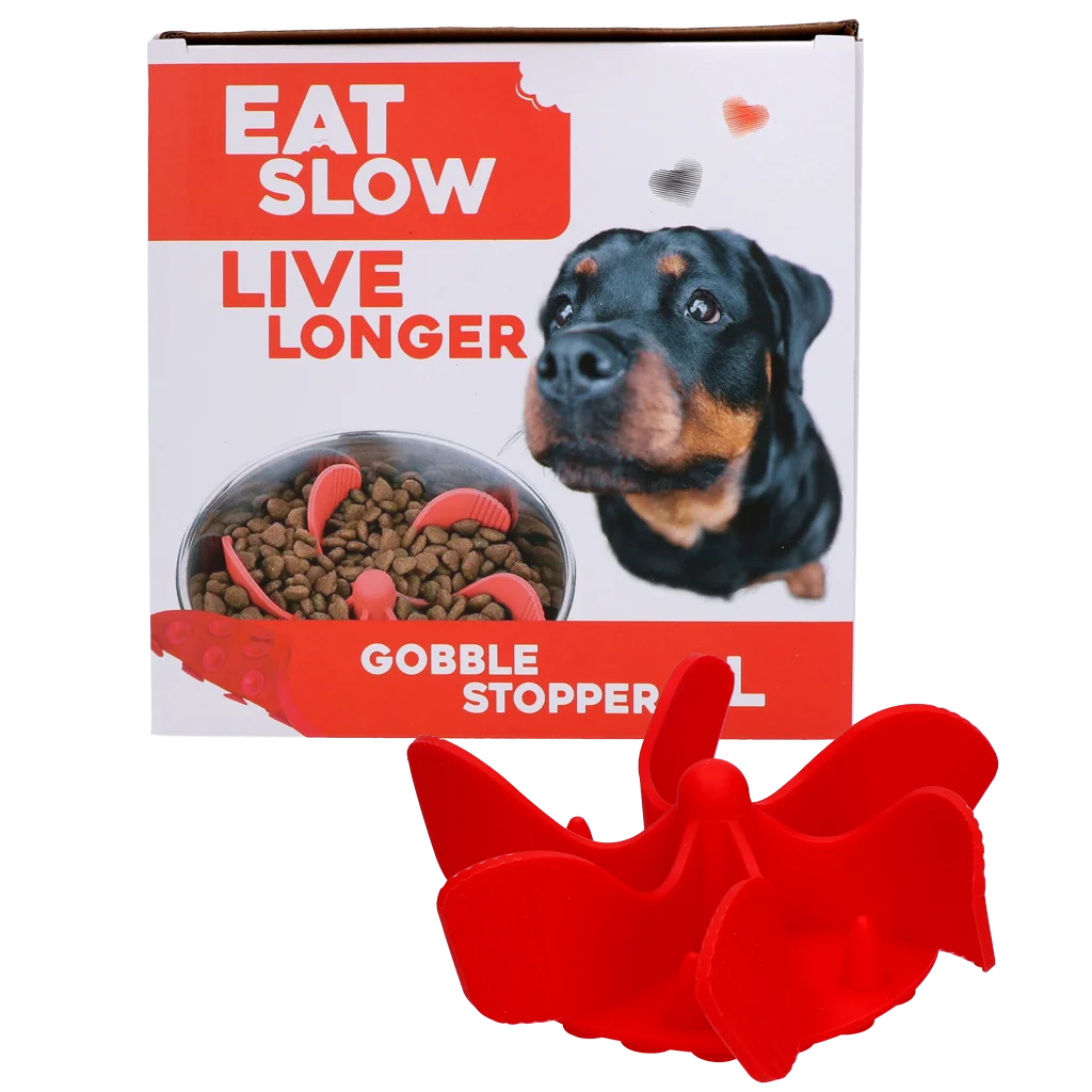 Protihltací vložka do misky na krmivo pro psy s přísavkami, červená L, průměr dna 14,5 cm – Eat Slow Live Longer Gobble Stopper - Obrázek 1