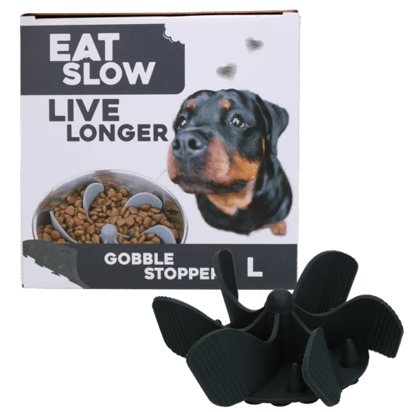 Protihltací vložka do misky pro psy s přísavkami, šedá L, průměr dna 14,5 cm – Eat Slow Live Longer Gobble Stopper
