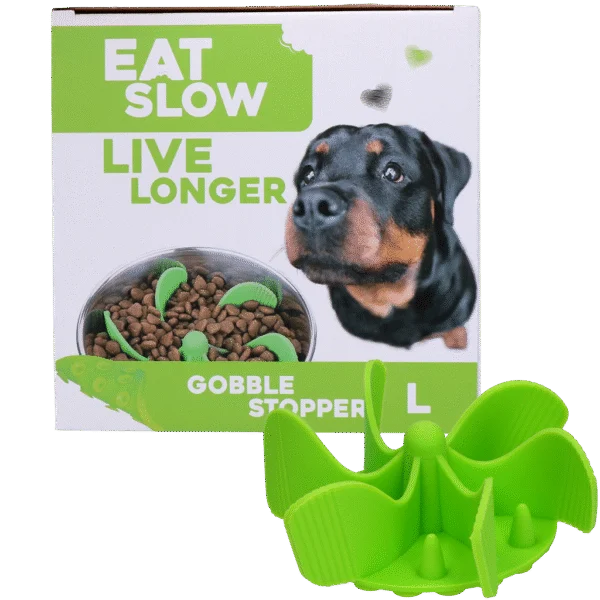 Protihltací vložka do misky pro psy s přísavkami, zelená L, průměr základny 14,5 cm – Eat Slow Live Longer Gobble Stopper