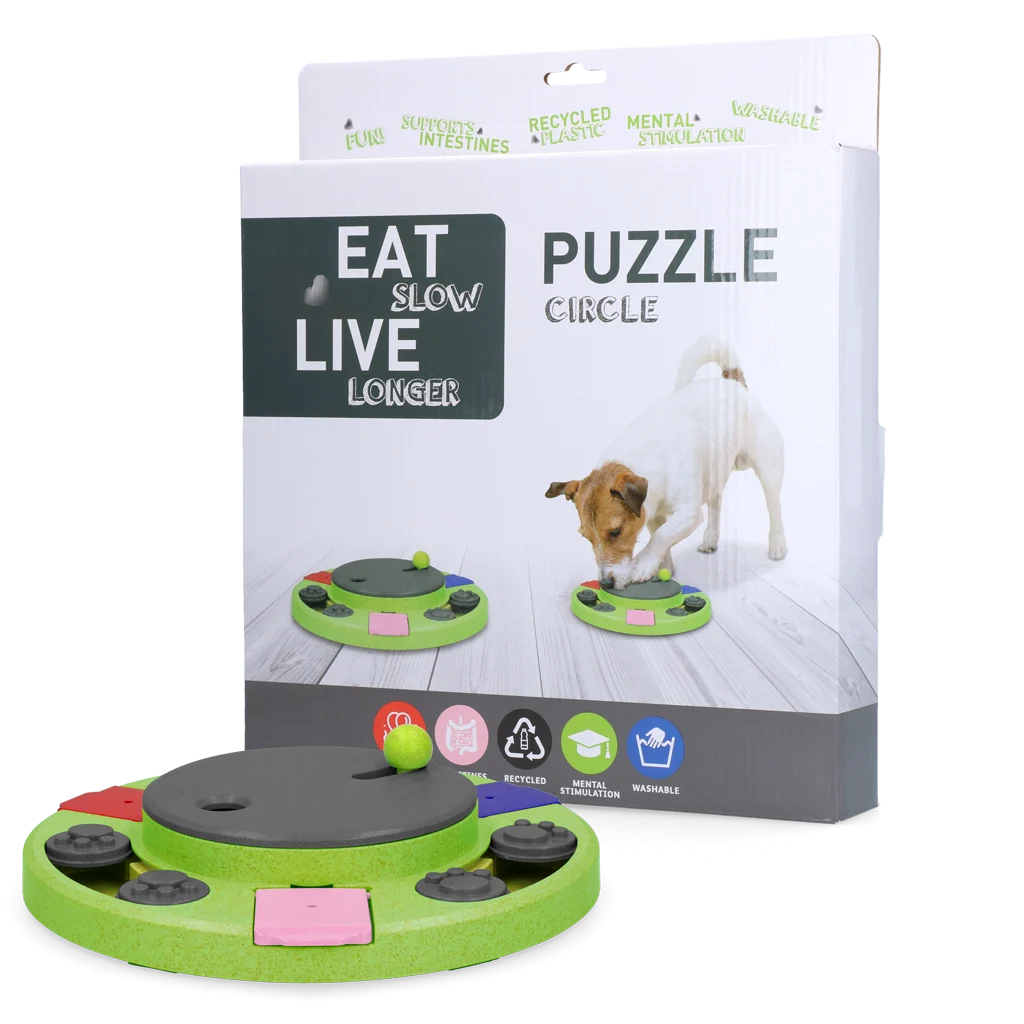 Psí hlavolam na granule a pamlsky s protiskluzovými nožičkami – Eat Slow Live Longer Puzzle Circle - Obrázek 1