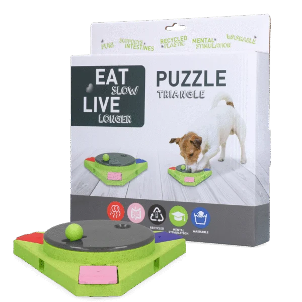 Psí hlavolam na granule a pamlsky – Eat Slow Live Longer Puzzle Triangle