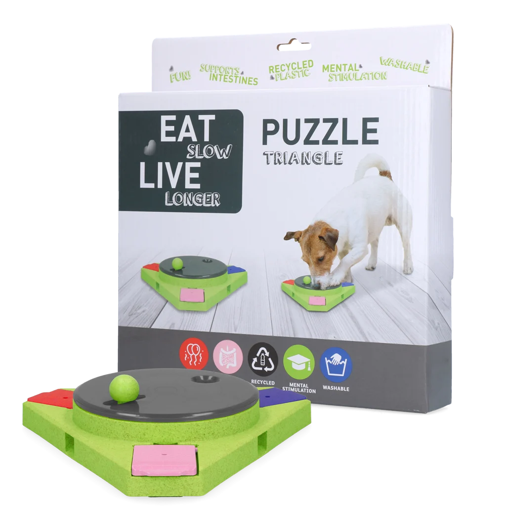 Psí hlavolam na granule a pamlsky – Eat Slow Live Longer Puzzle Triangle - Obrázek 1