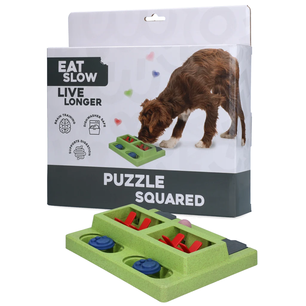 Psí hlavolam na granule a pamlsky s protiskluzovými nožičkami – Eat Slow Live Longer Puzzle Squared - Obrázek 1