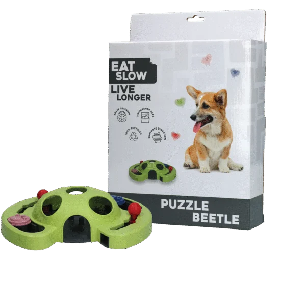Hlavolam pro psy na granule a pamlsky s protiskluzovými nožičkami – Eat Slow Live Longer Puzzle Beetle