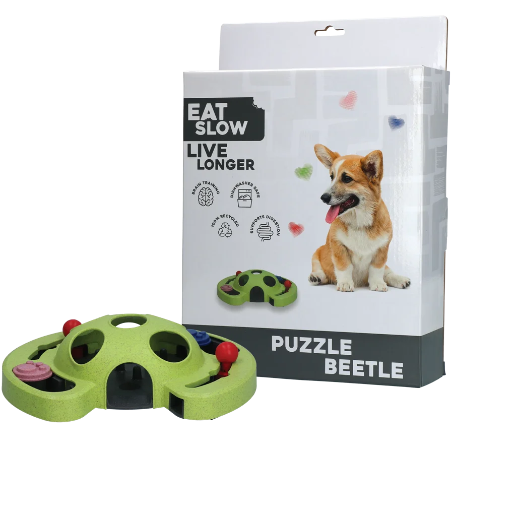 Hlavolam pro psy na granule a pamlsky s protiskluzovými nožičkami – Eat Slow Live Longer Puzzle Beetle - Obrázek 1