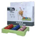 Hlavolam pro psy na granule a pamlsky s protiskluzovými nožičkami – Eat Slow Live Longer Puzzle Roller