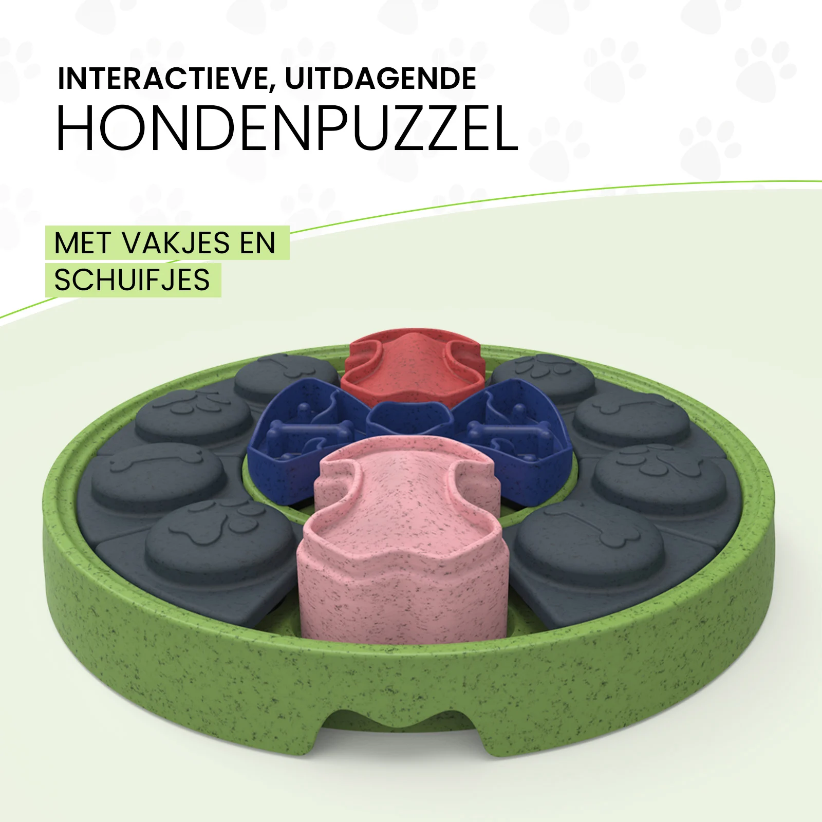 Hlavolam pro psy s posuvnými částmi na granule a pamlsky – Eat Slow Live Longer Puzzle Disc - Obrázek 3