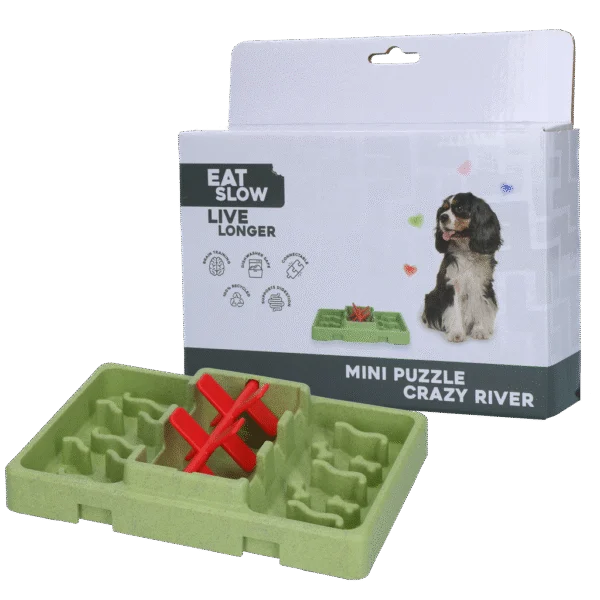 Hlavolam pro psy na granule a pamlsky, 13 x 19 cm – Eat Slow Live Longer Mini Puzzle Crazy River