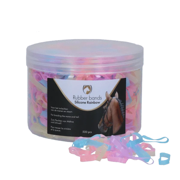 Silikonové gumičky na zaplétání, 500 kusů, duhové – Excellent Horse Rubber Bands Silicone