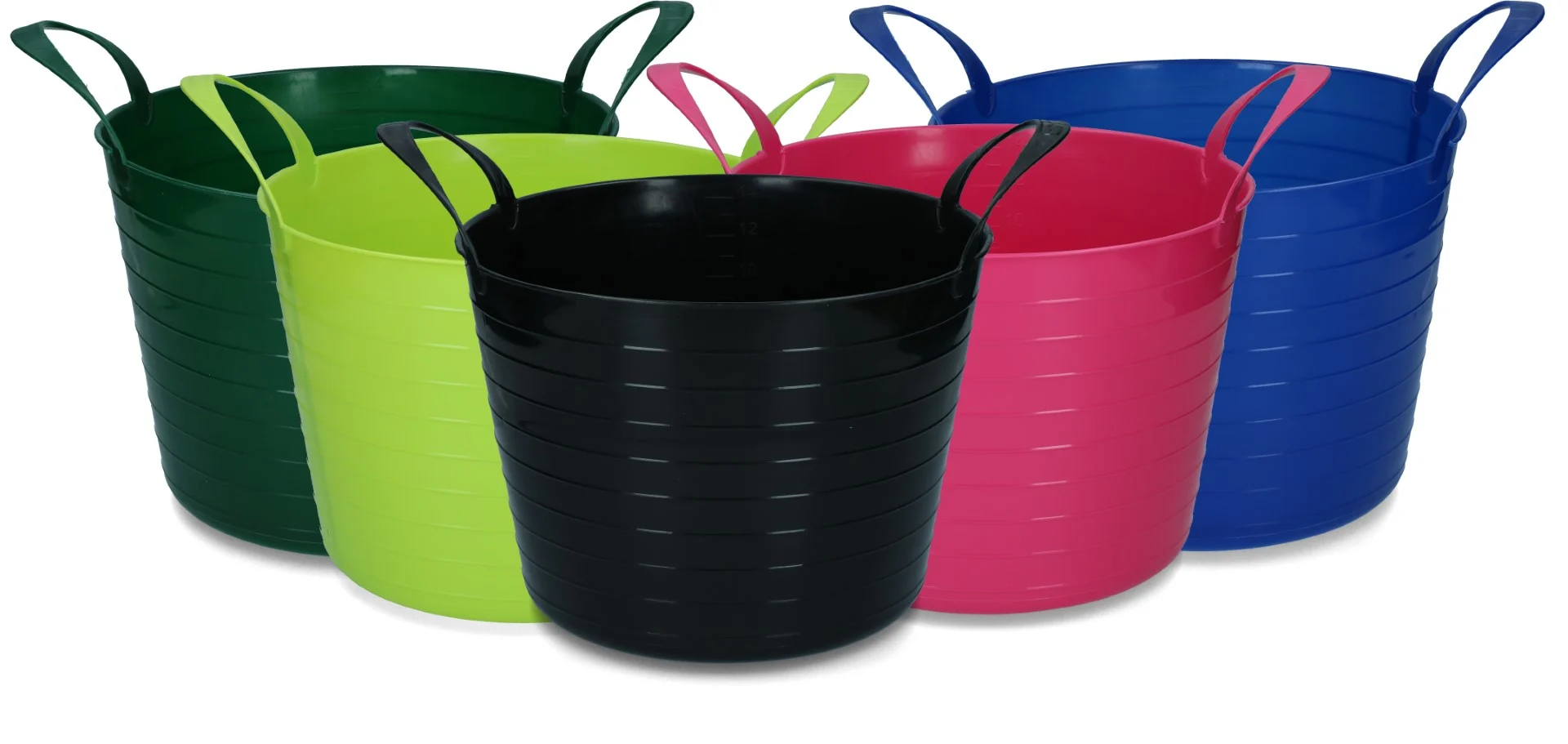 Pružný kbelík se dvěma rukojeťmi, 14 l, zelený – Vplast V-Trug Flexi - Obrázek 2