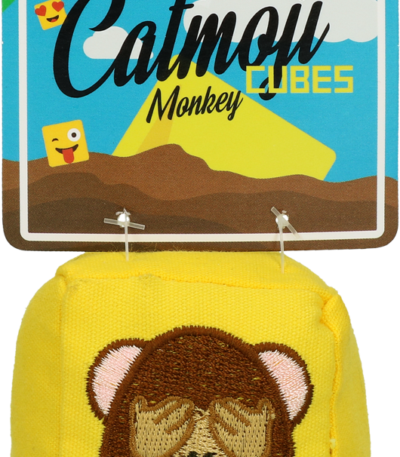 Hračka pro kočky, kostka s MADNIP, 7 cm – Catmoji Cube Monkey