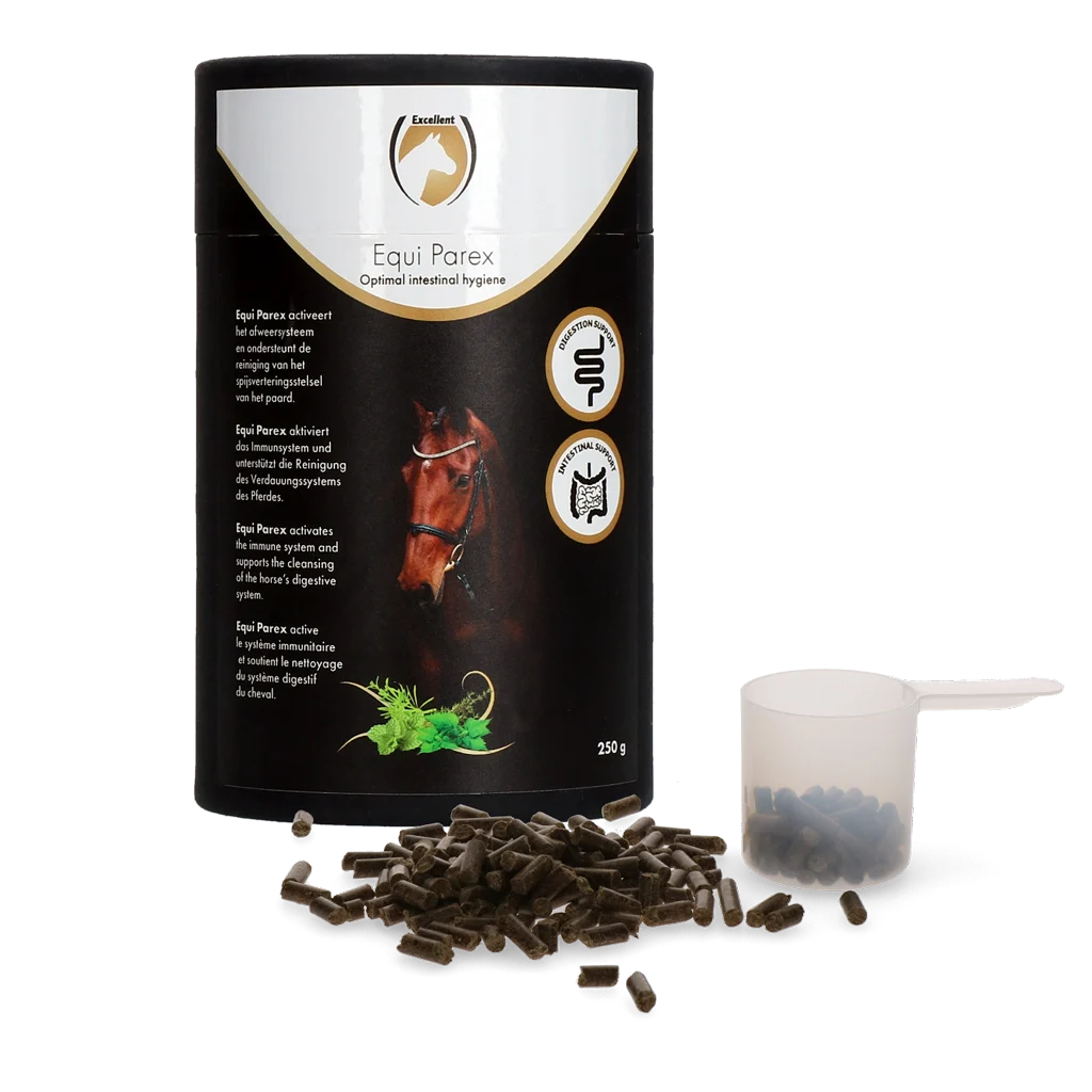 Bylinný doplněk pro koně s česnekem a mátou, 250 g – Excellent Horse Parex - Obrázek 1
