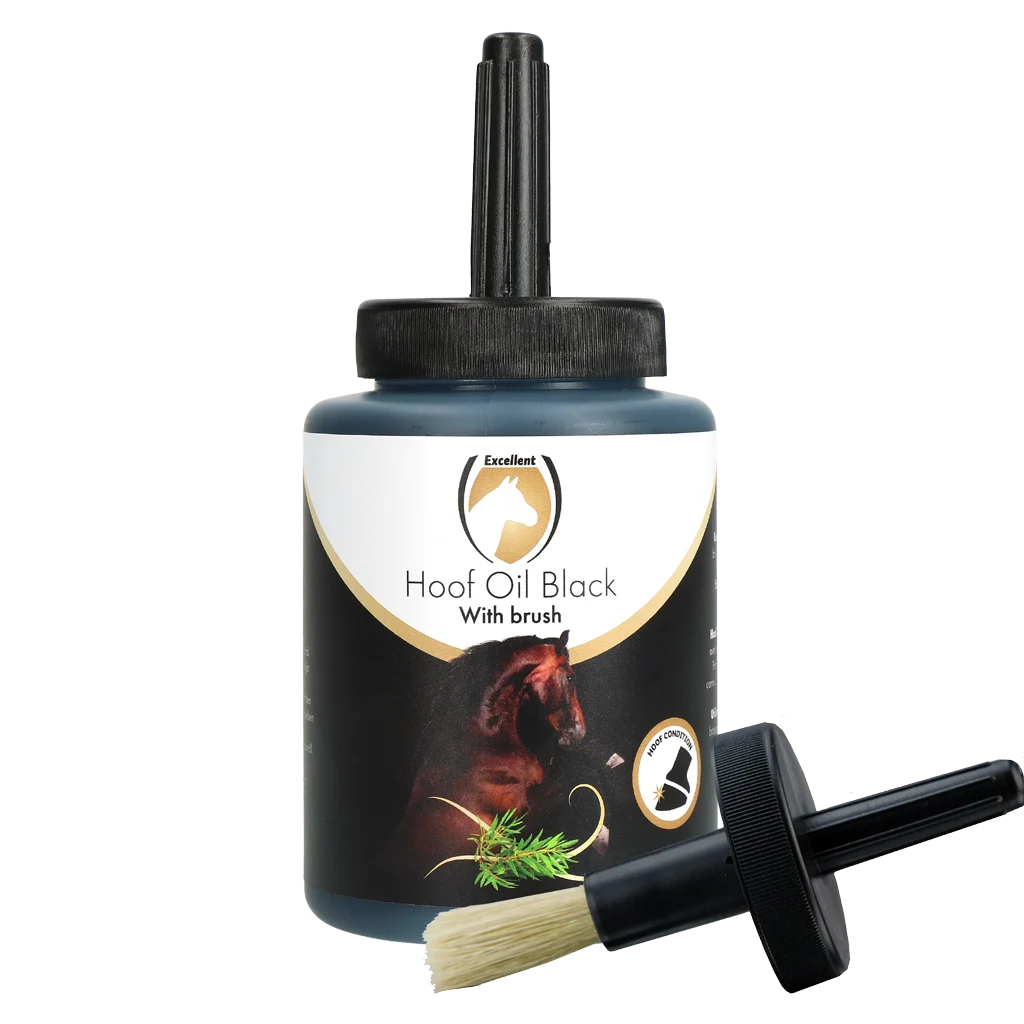Olej na kopyta s tea tree a kartáčem, černý, 500 ml – Excellent Horse Hoof Oil Black - Obrázek 1