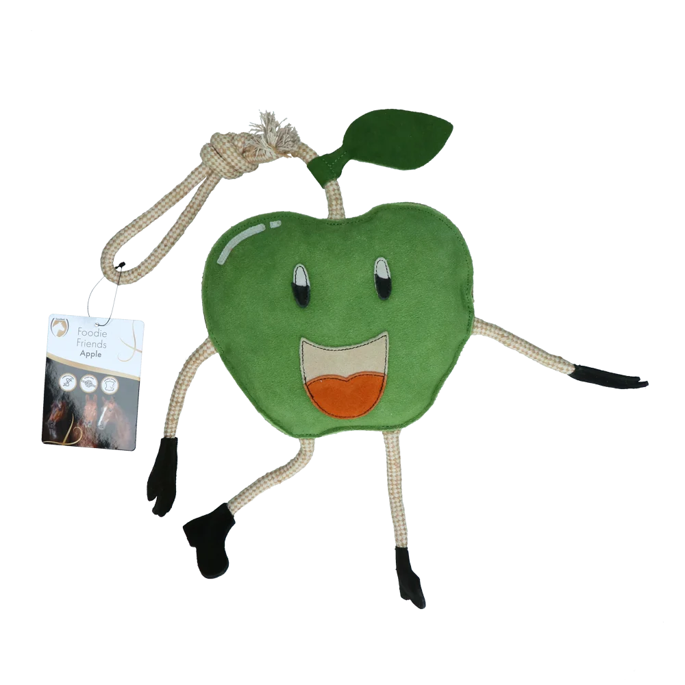 Kožená stájová hračka pro koně s jutovou výplní, jablko, 23 x 20 x 7 cm – Excellent Horse Foodie Friends Apple - Obrázek 1