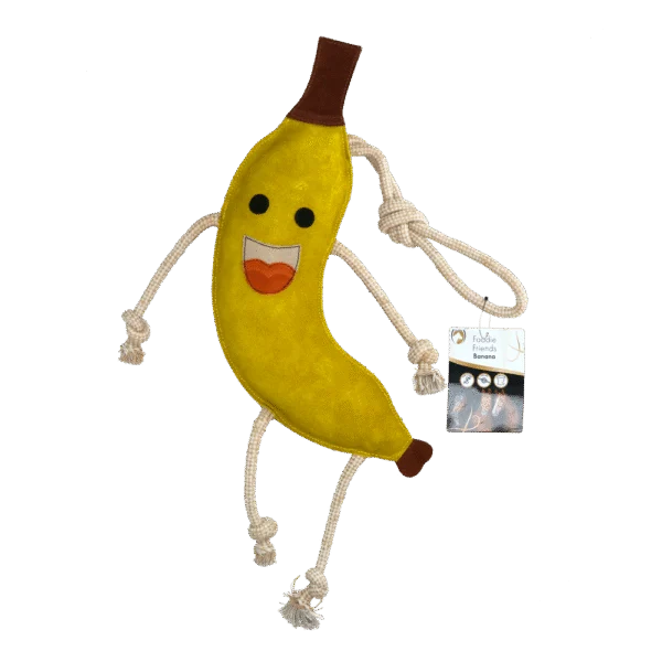 Koňská hračka do stáje z kůže s jutovou výplní, banán, 40 x 12 x 5 cm – Excellent Horse Foodie Friends Banana