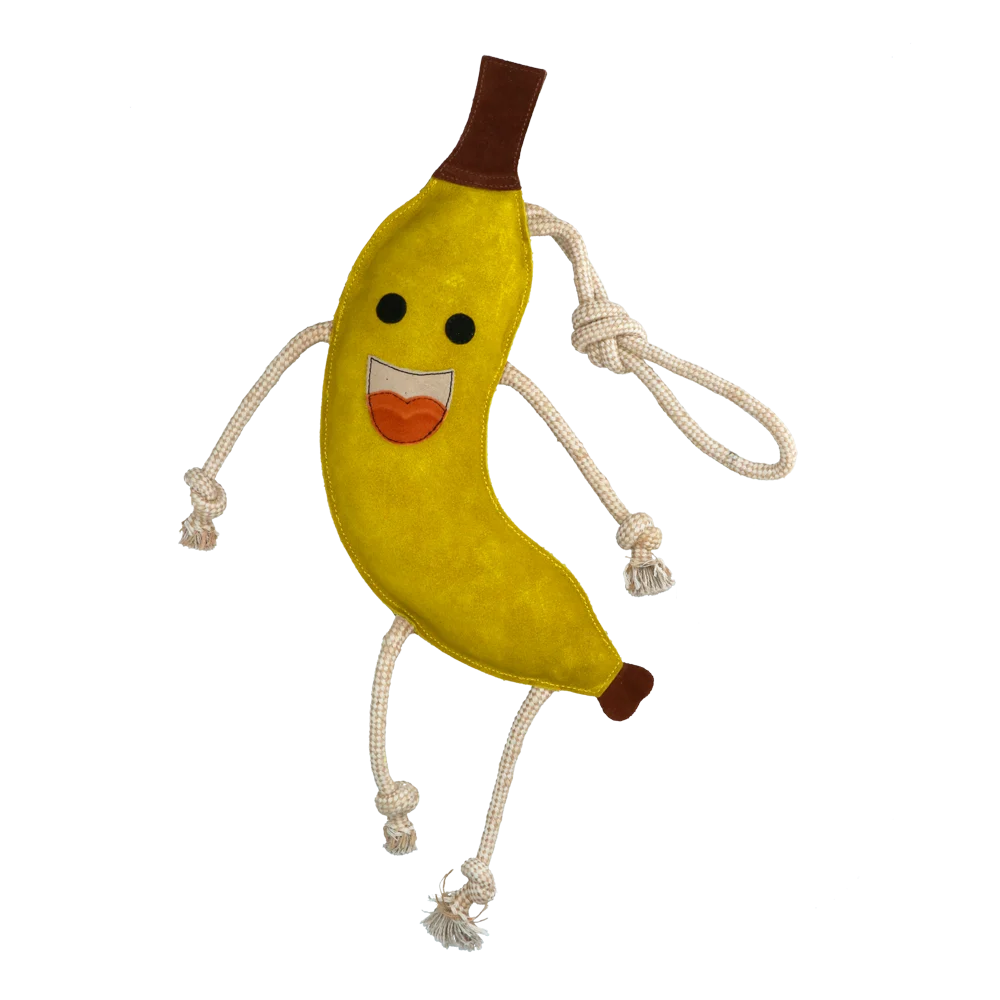 Koňská hračka do stáje z kůže s jutovou výplní, banán, 40 x 12 x 5 cm – Excellent Horse Foodie Friends Banana - Obrázek 2
