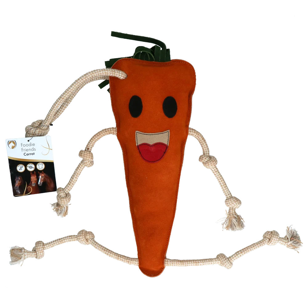 EXCE01050C.png Koňská hračka do stáje z kůže s jutovou výplní, mrkev, 40 x 16 x 5 cm – Excellent Horse Foodie Friends Carrot - Obrázek 1