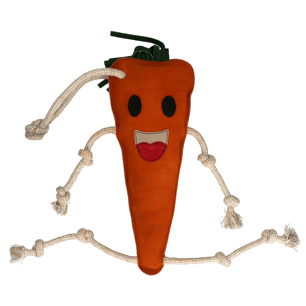 Koňská hračka do stáje z kůže s jutovou výplní, mrkev, 40 x 16 x 5 cm – Excellent Horse Foodie Friends Carrot - Obrázek 2