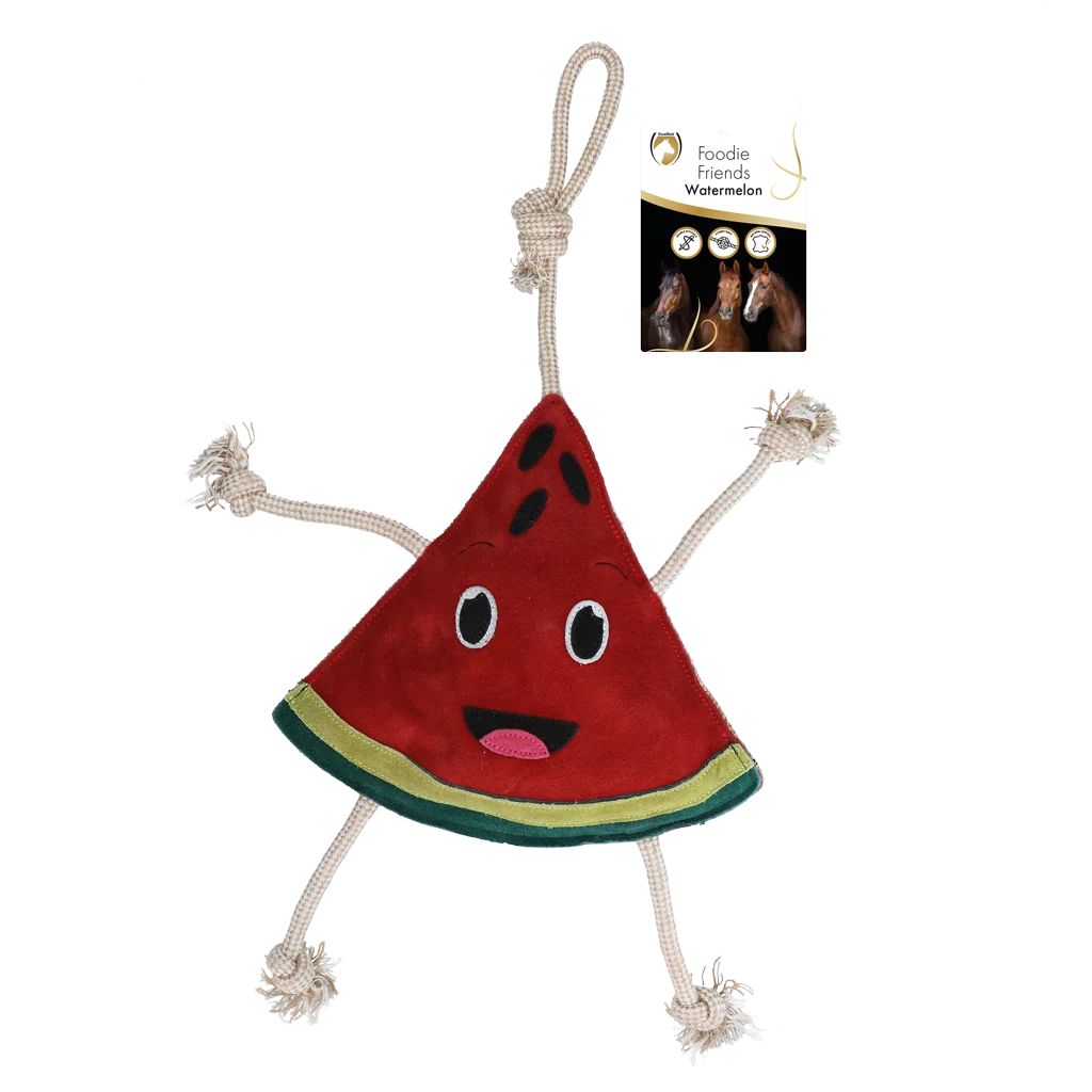 EXCE01050F.png Hračka pro koně ve tvaru melounu se šustivým zvukem, 28 x 31 x 7 cm – Excellent Horse Foodie Friends Watermelon - Obrázek 1