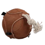 Hrací míč pro koně ze semiše s poutky na pamlsky, hnědý – Excellent Horse Fun Play Ball Suede - Obrázek 2