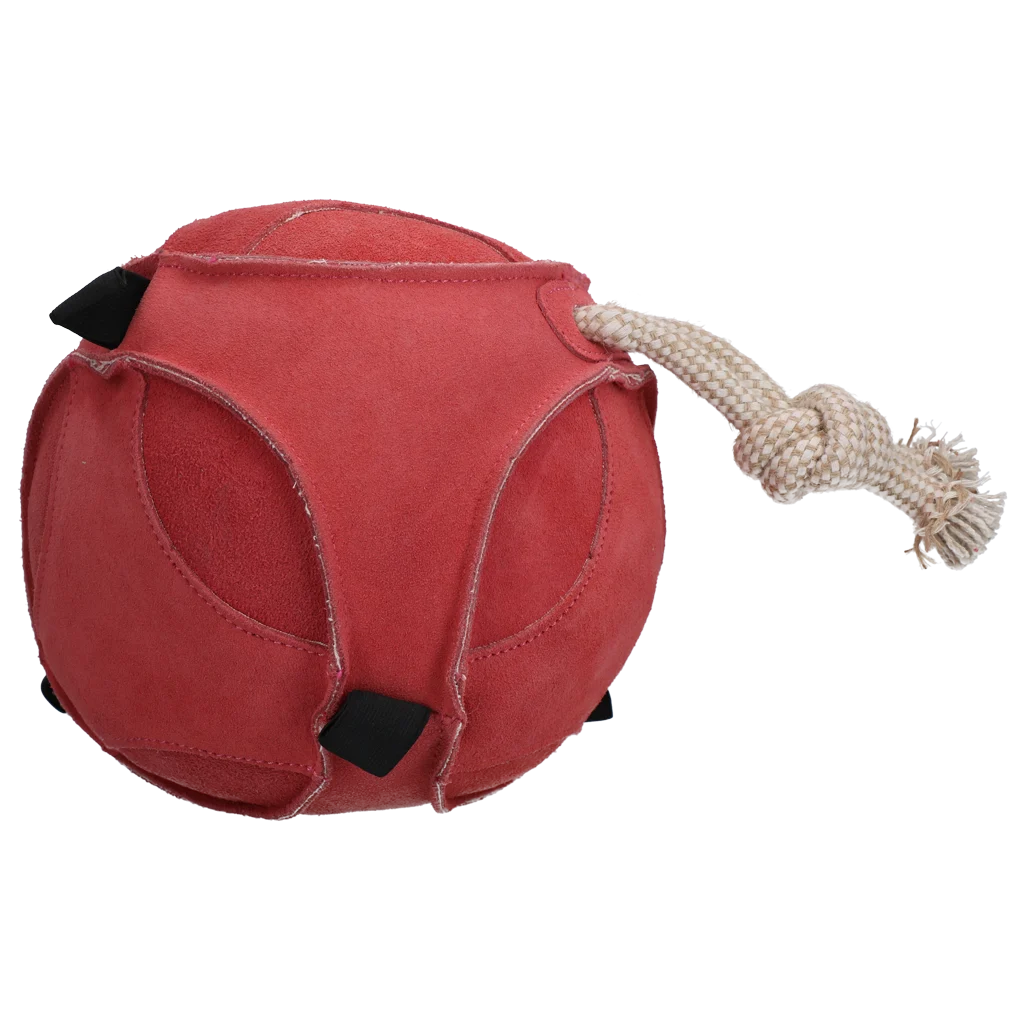 Koňský míček ze semiše s elastickými poutky, růžový – Excellent Horse Fun Play Ball - Obrázek 1