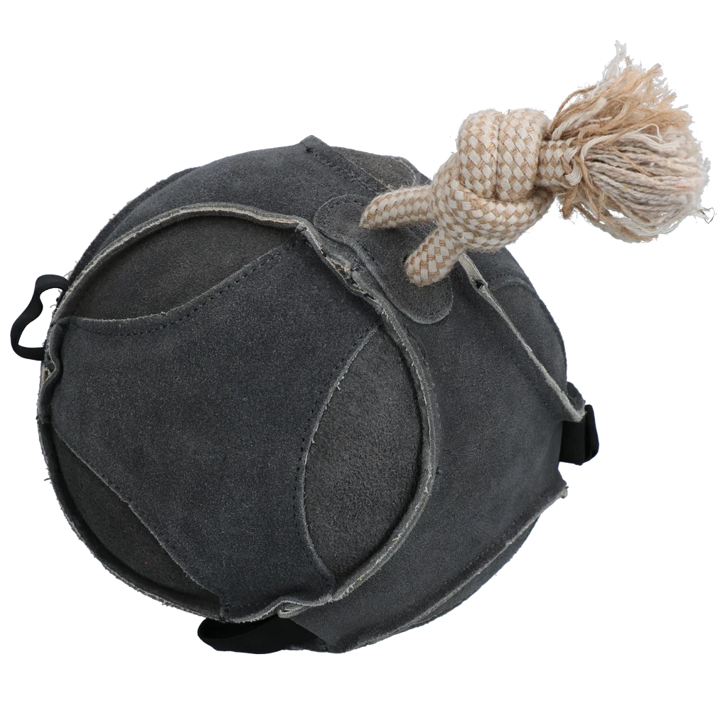 Semišový míč na hraní pro koně s elastickými očky, šedý – Excellent Horse Fun Play Ball - Obrázek 3