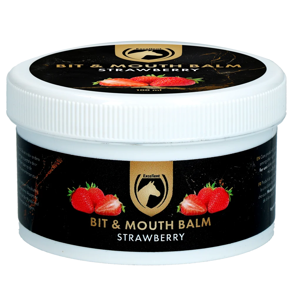 EXCE03052.png Balzám na hubu pro koně, jahoda, 100 ml – Excellent Horse Bit & Mouth Balm - Obrázek 1