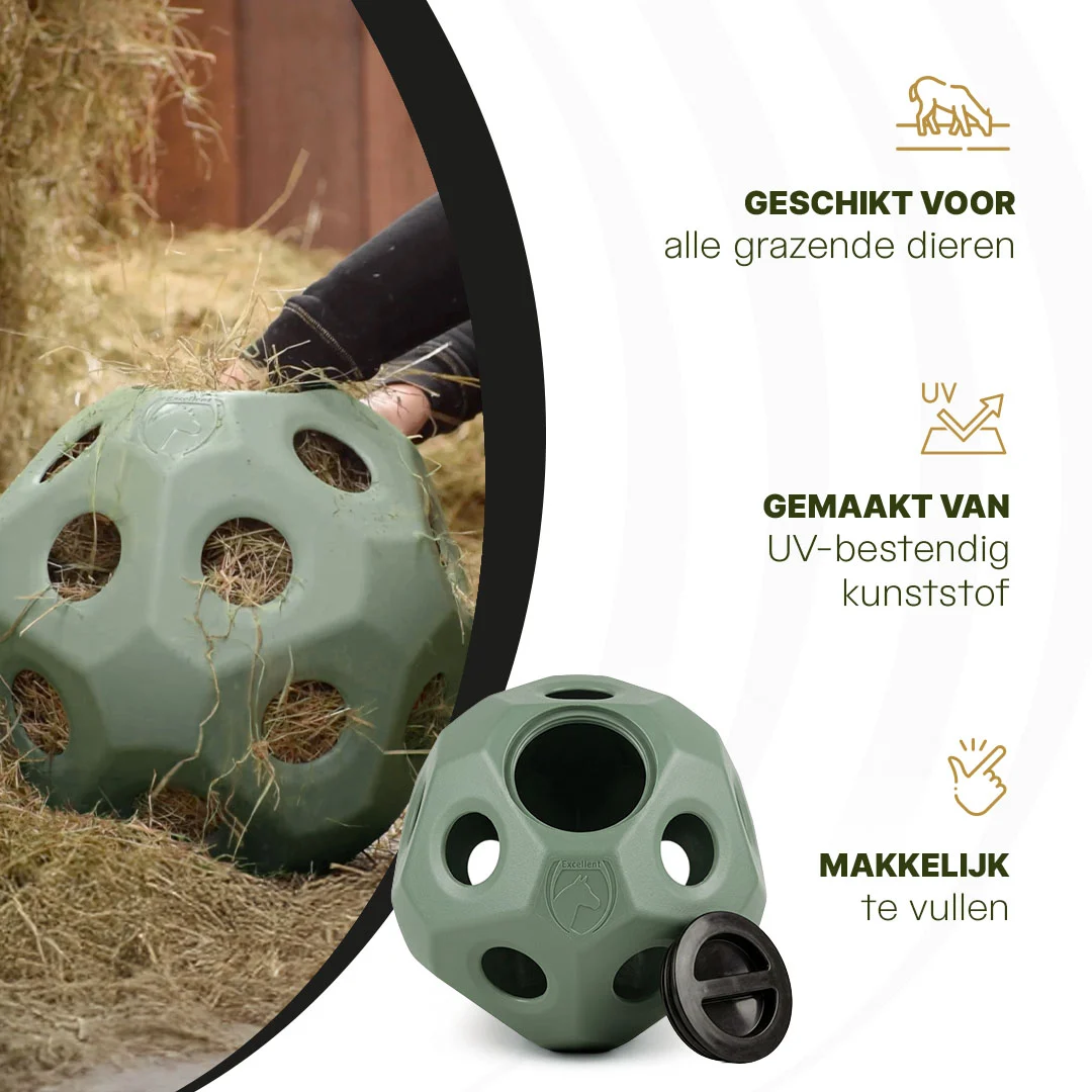 Krmný míč pro koně s otvory na krmivo, zelený – Excellent Horse Feed & Play Ball - Obrázek 4