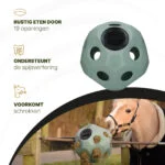 Krmný míč pro koně s otvory na krmivo, zelený – Excellent Horse Feed & Play Ball - Obrázek 5