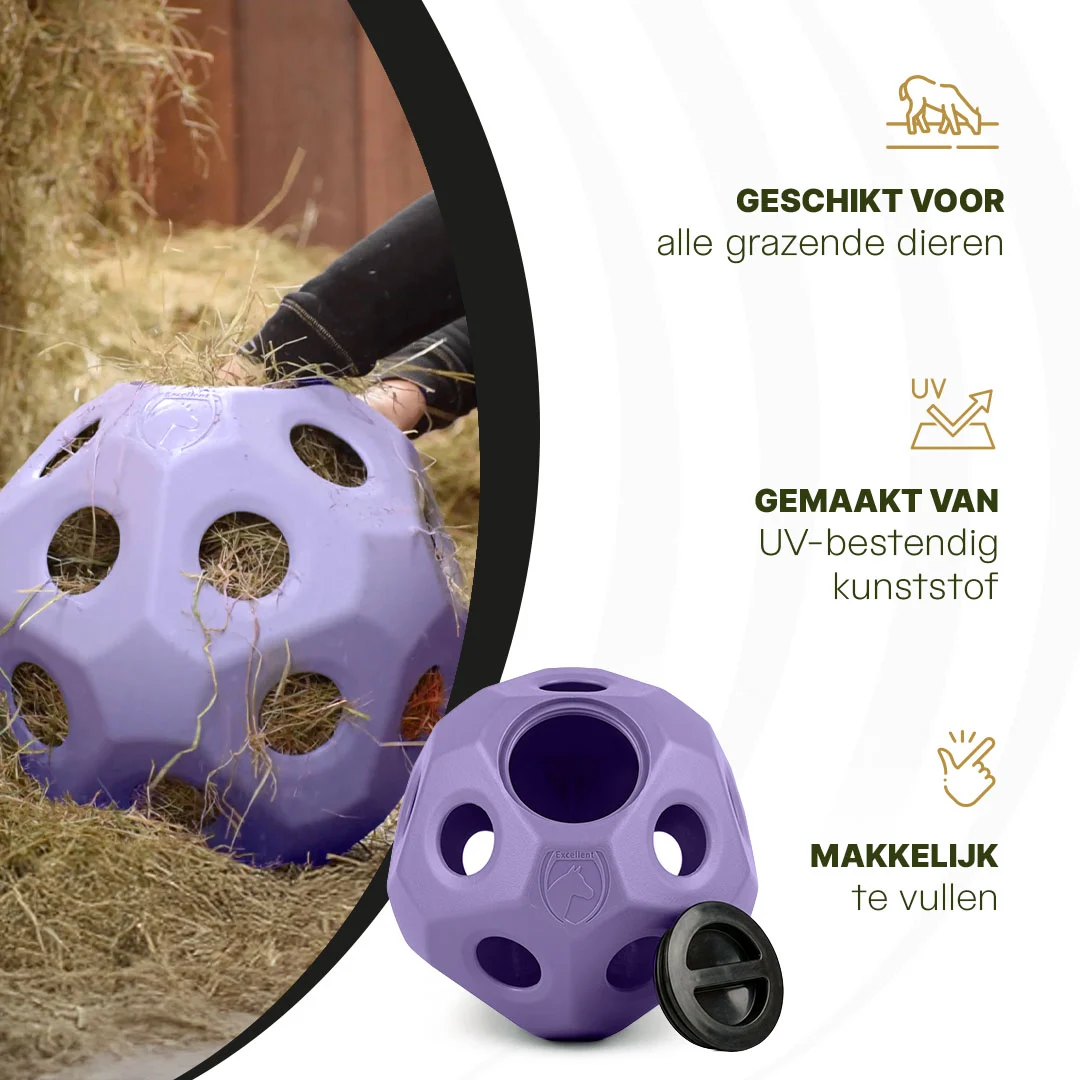 Míč na krmení pro koně s otvory na krmivo, fialový – Excellent Horse Feed & Play Ball - Obrázek 4