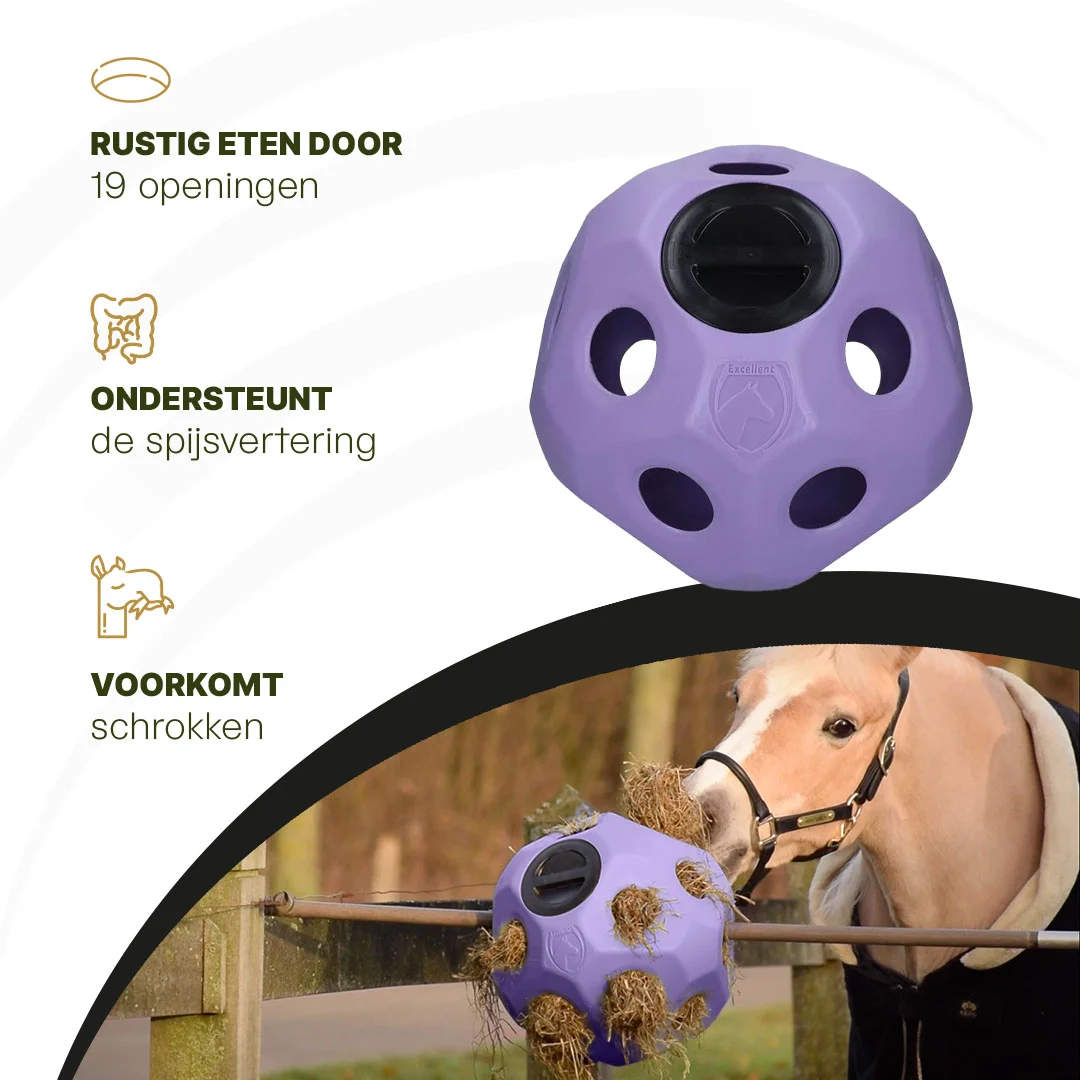 Míč na krmení pro koně s otvory na krmivo, fialový – Excellent Horse Feed & Play Ball - Obrázek 5